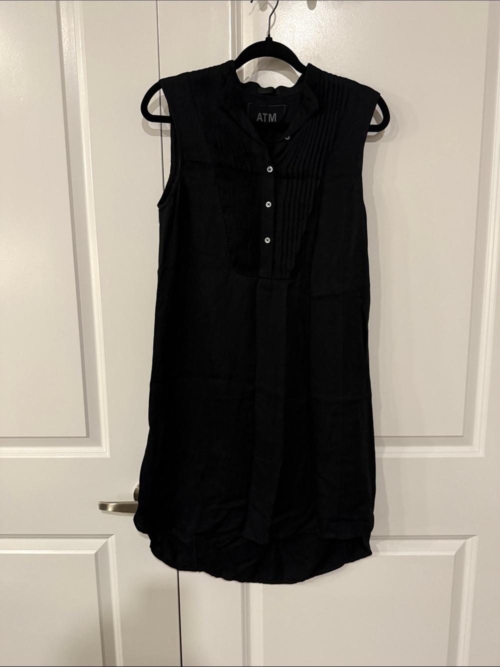 ATM Anthony Thomas Melillo Black sleeveless pintuck tuxedo dress size s